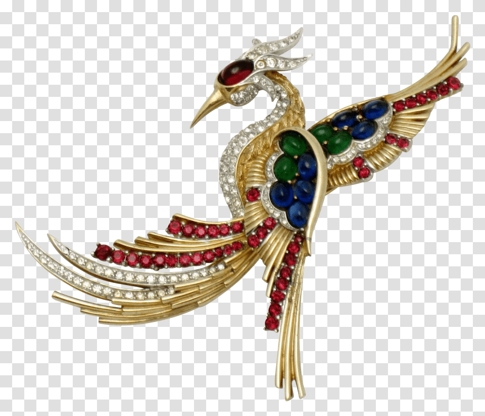 Download Hd Boucher Vintage Phoenix Bird Rhinestone Cabochon Rhinestone, Jewelry, Accessories, Accessory, Brooch Transparent Png