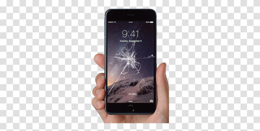Download Hd Broken Or Cracked Glass Gear Vr Iphone Broken Iphone 8, Mobile Phone, Electronics, Cell Phone, Person Transparent Png