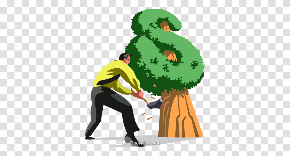 Download Hd Businessman Chopping Down Money Tree, Person, Plant, Poster, Vegetation Transparent Png