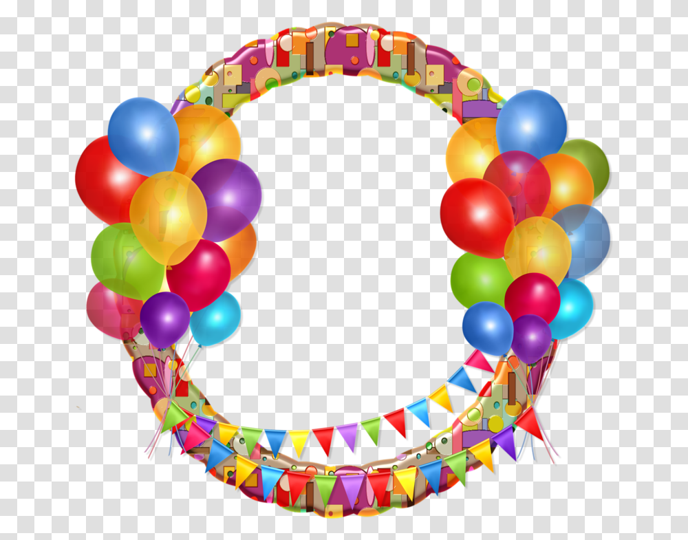 Download Hd Cadres Et Bordures Globos Feliz Happy Birthday Round Frame, Balloon, Text, Crowd, Parade Transparent Png