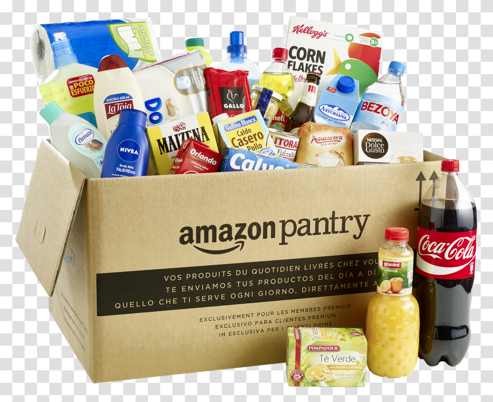 Download Hd Caja Amazon Pantry Amazon, Box, Food, Shelf, Carton Transparent Png