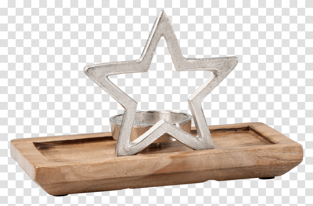 Download Hd Candleholder Small Star Plank Sculpture, Cross, Symbol, Star Symbol, Wood Transparent Png