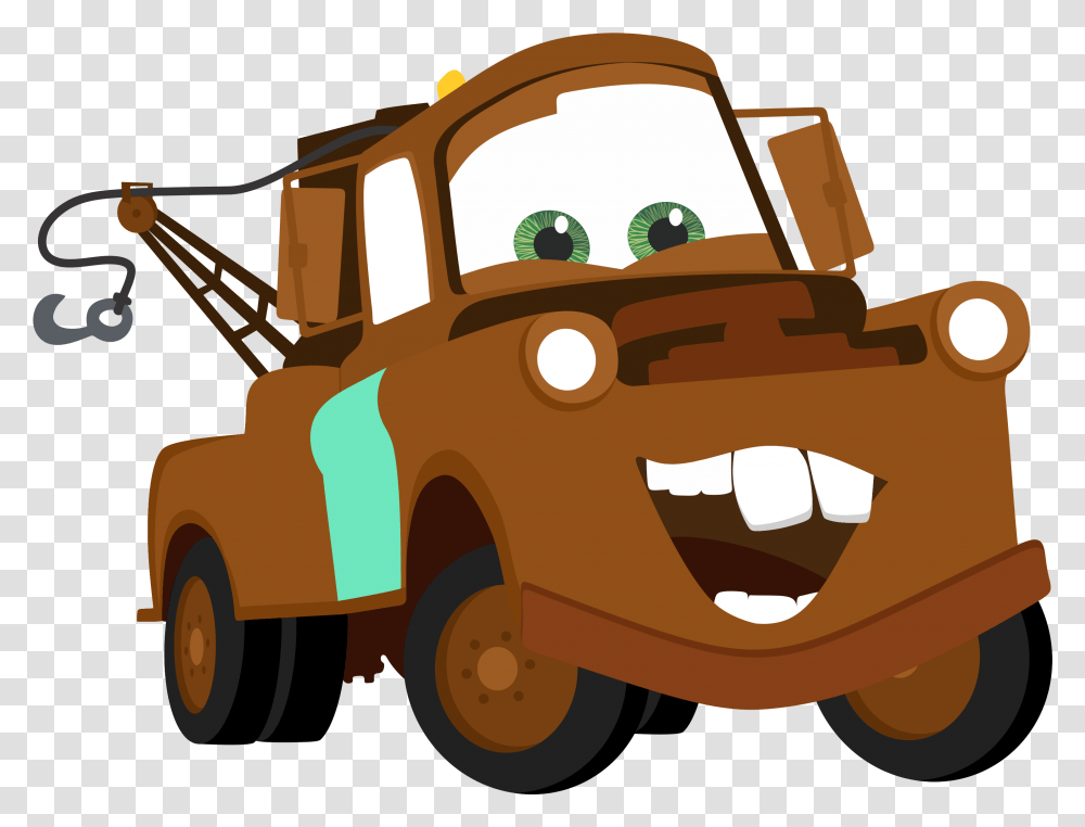 Download Hd Cars Lightning Mcqueen Tow Mater Cartoon, Vehicle, Transportation, Bulldozer, Tractor Transparent Png