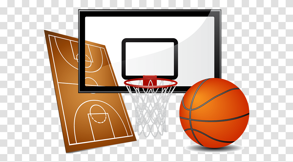 Download Hd Cartoon Basketball Court Equipment Used In Basketball, Hoop, Team Sport, Sports Transparent Png
