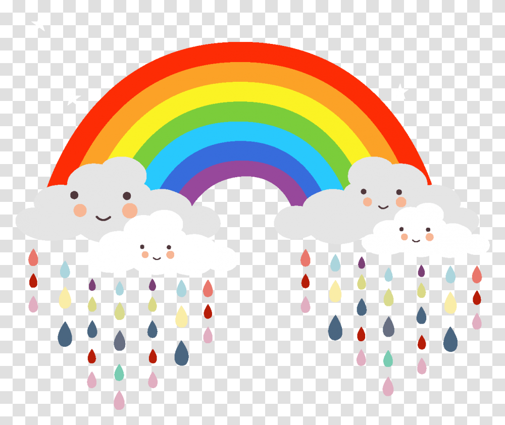 Download Hd Cartoon Cloud Clipart Cartoon Rainbow Clouds Clipart, Graphics, Nature, Outdoors, Dye Transparent Png