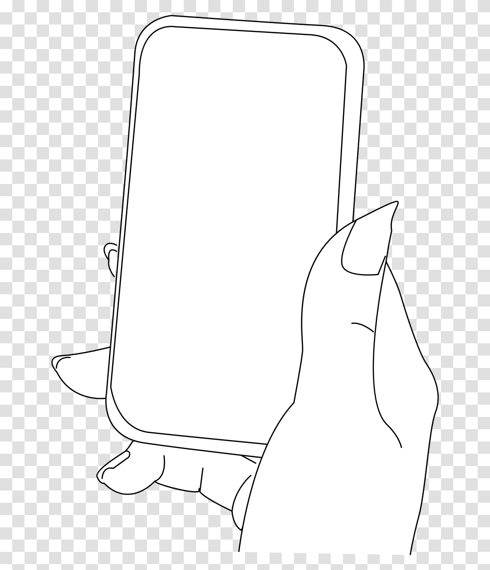 Download Hd Cartoon Hand Holding Phone Image Black And White Smart Phone Clip Art, Bag, Electronics Transparent Png