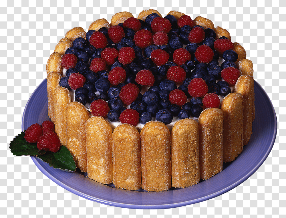 Download Hd Charlotte Cake With Raspberries And Blueberries Charlotte Cake Transparent Png