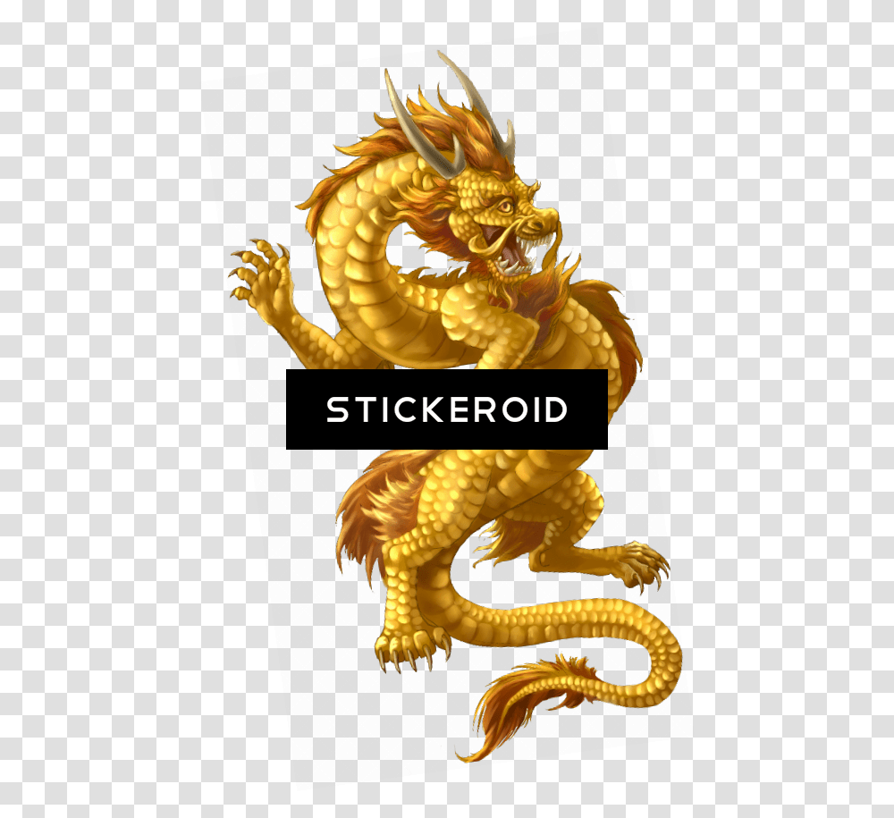 Download Hd Chinese Dragon Golden Chinese Dragon, Dinosaur, Reptile, Animal Transparent Png