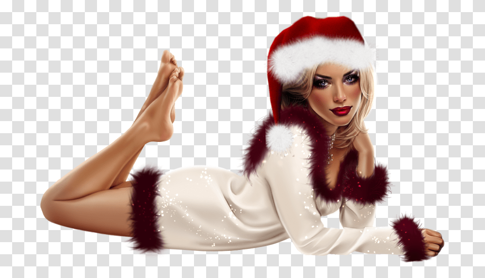 Download Hd Christmas Femme Psp Tube Tubes Christmas Femme, Clothing, Person, Toy, Doll Transparent Png