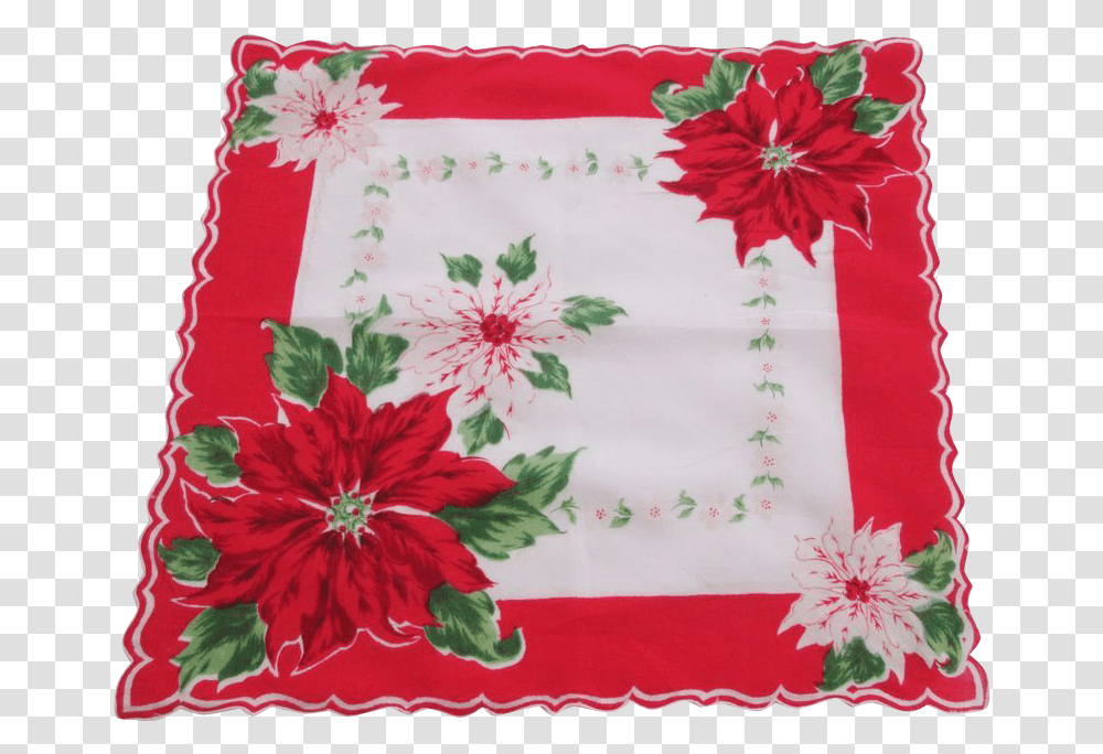 Download Hd Christmas Poinsettia Hanky Hankie Http Decorative, Cake, Dessert, Food, Floral Design Transparent Png