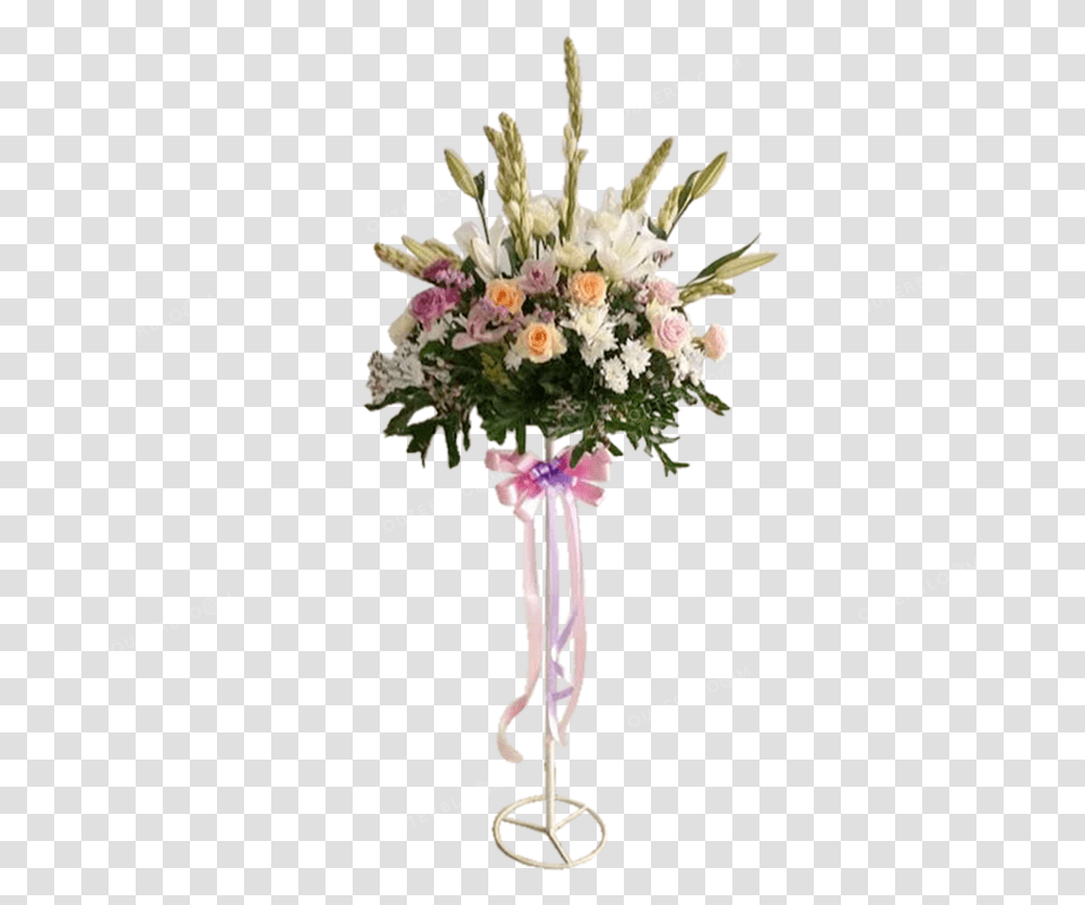 Download Hd Classic Rose And Lillies Standing Flower, Plant, Flower Bouquet, Flower Arrangement, Blossom Transparent Png
