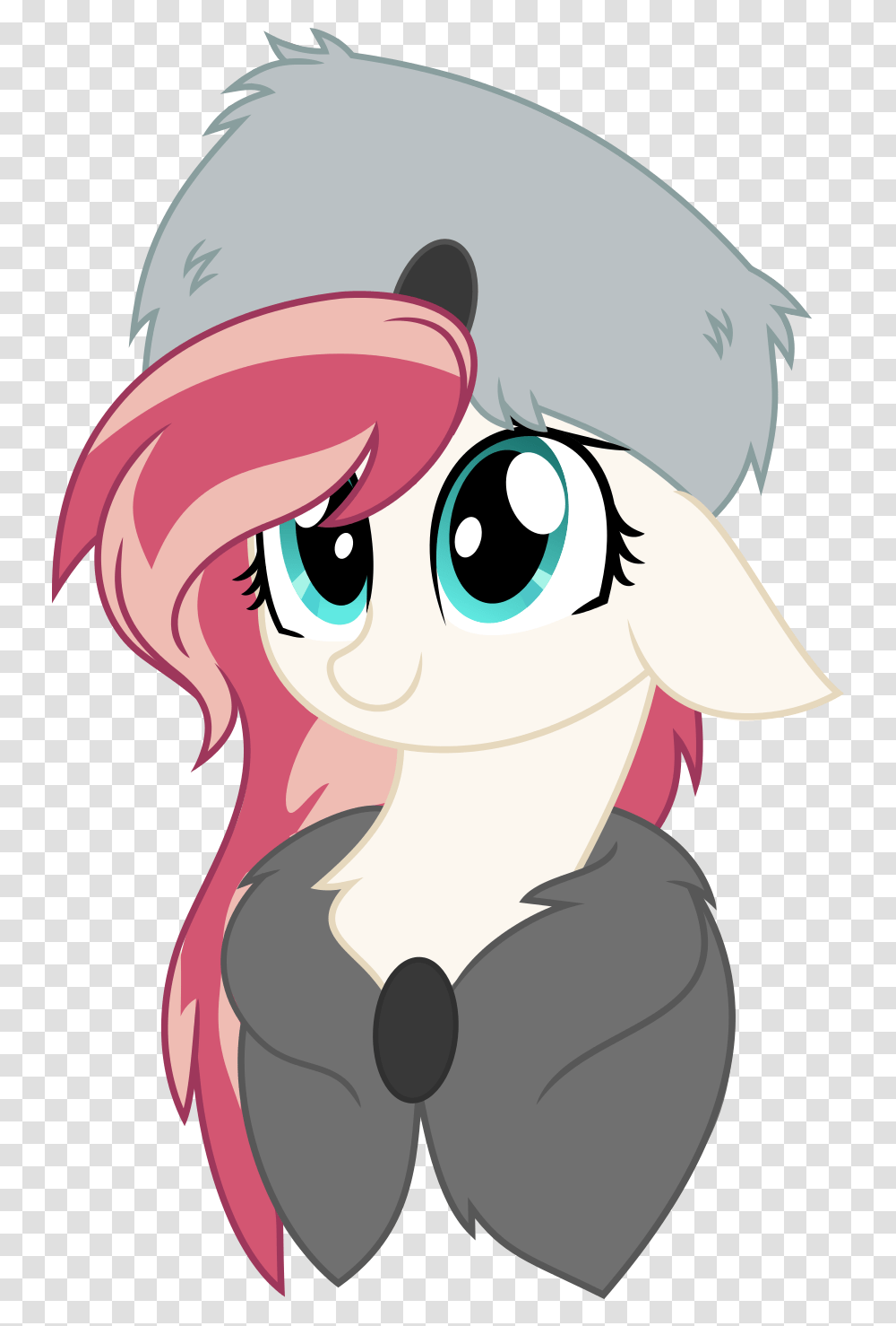 Download Hd Clip Black And White Artist Aureai Hat Oc Only Anime Girl Wearing Ushanka, Helmet, Clothing, Apparel, Graphics Transparent Png