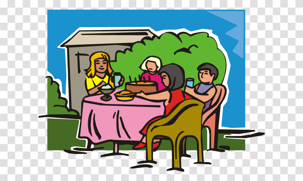 Download Hd Clipart People Eating Together Clipart Eating Outdoors Clipart, Person, Poster, Advertisement, Dating Transparent Png