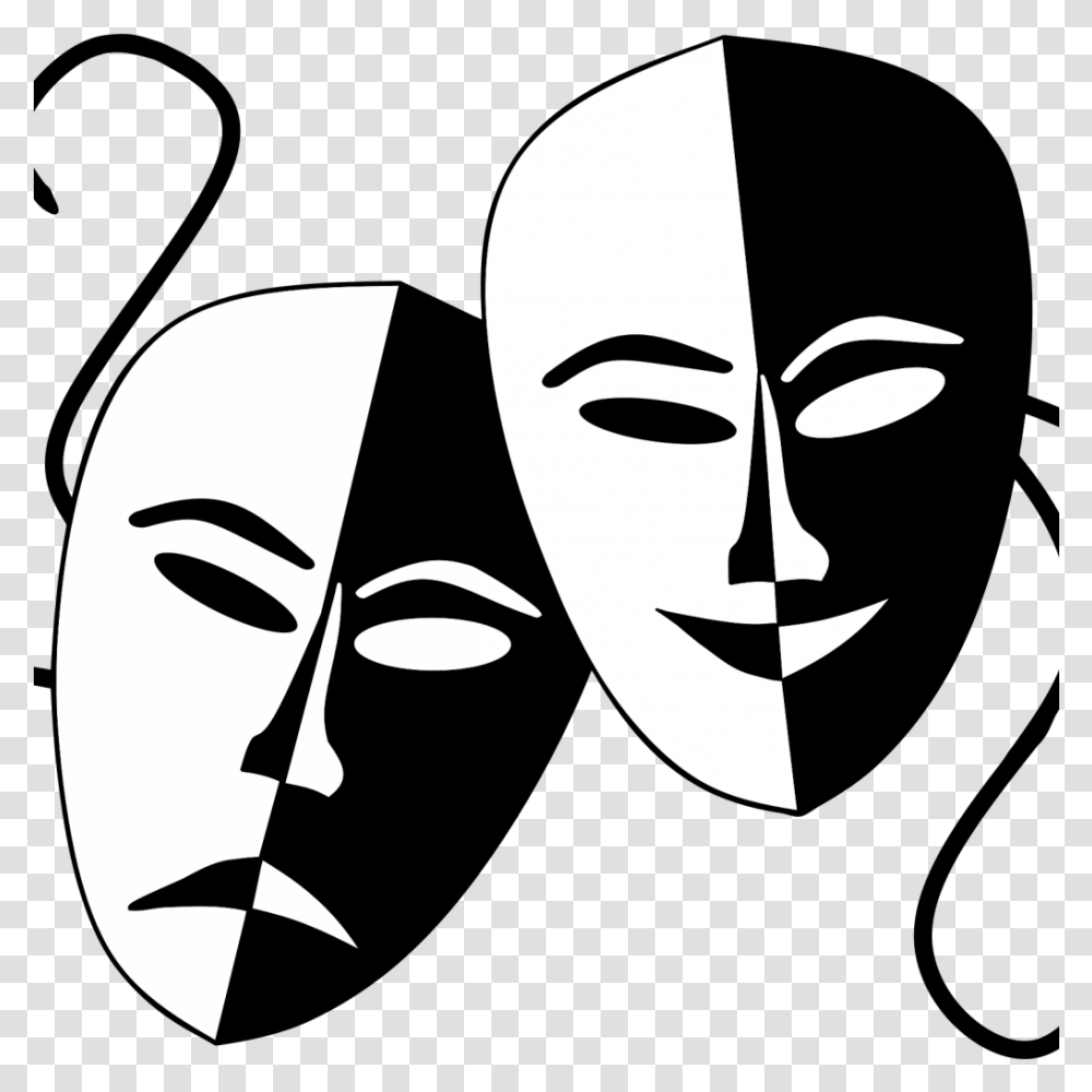 Download Hd Comedy Tragedy Masks Happy And Sad Face Mask, Stencil, Graphics, Art Transparent Png