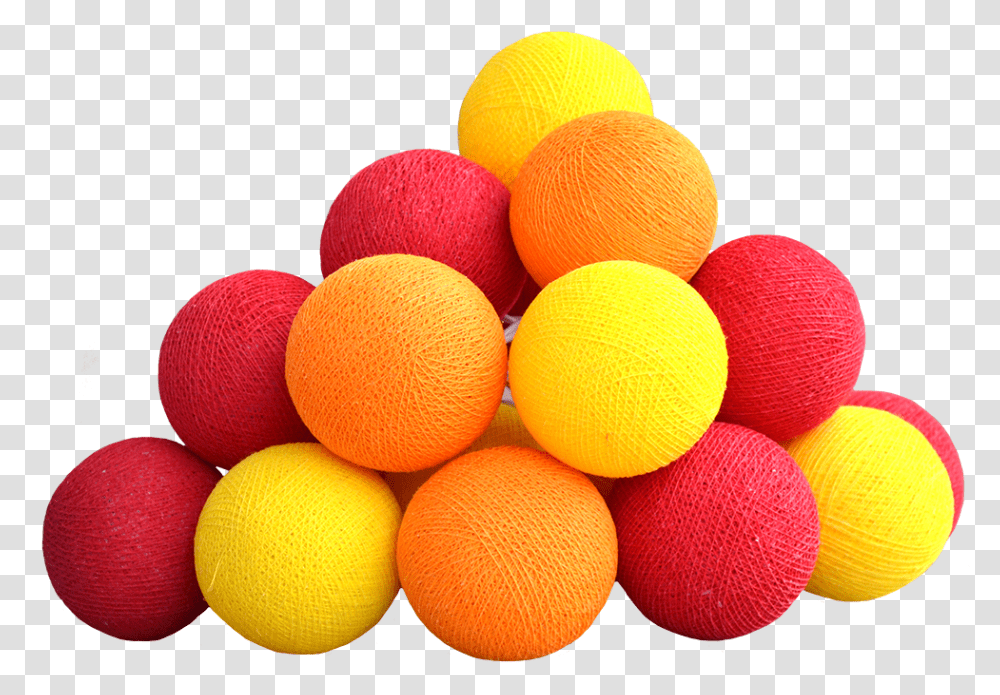Download Hd Cotton Ball Light Chain Fire With Colour Red Colour Balls In, Sphere, Orange, Citrus Fruit, Plant Transparent Png