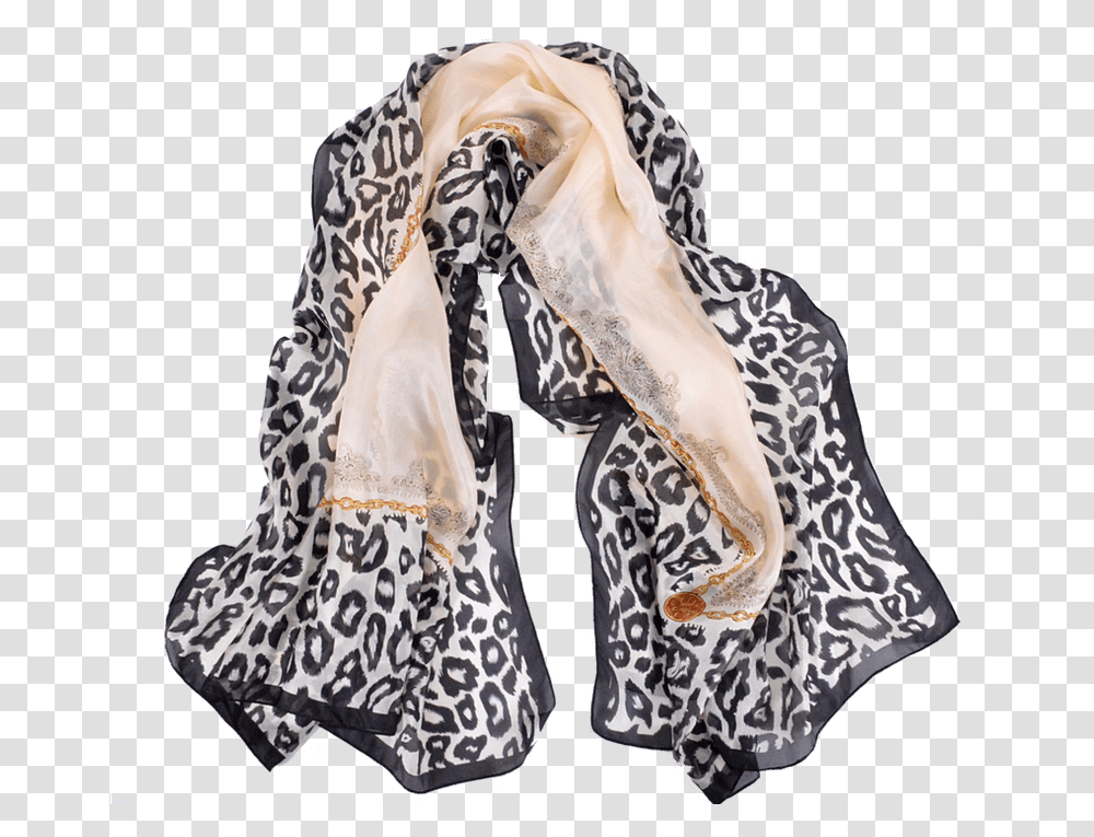 Download Hd Cream Leopard Print Hijab Animal Print, Clothing, Apparel, Scarf, Stole Transparent Png