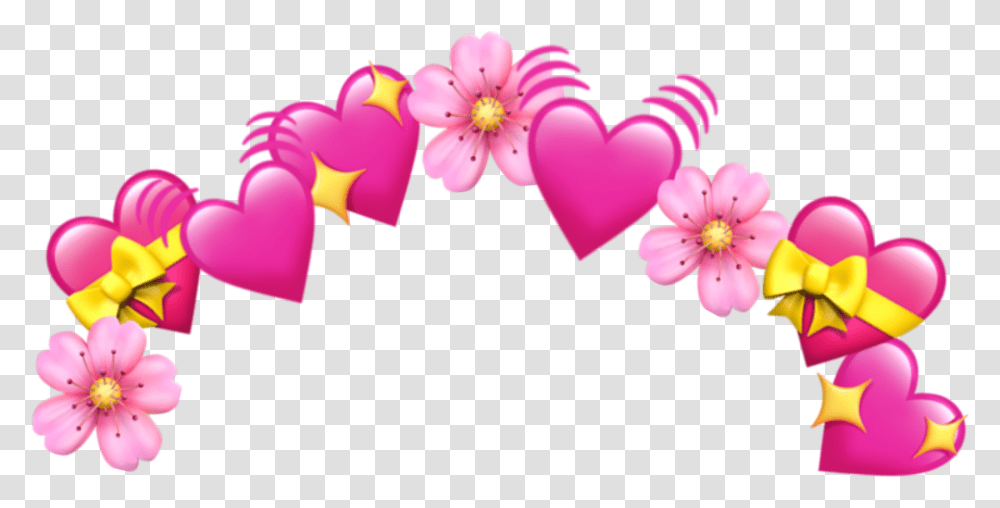 Download Hd Crown Emoji Tumblr Heart Hearts Pink Emoji Hearts Meme, Plant, Flower, Blossom, Petal Transparent Png