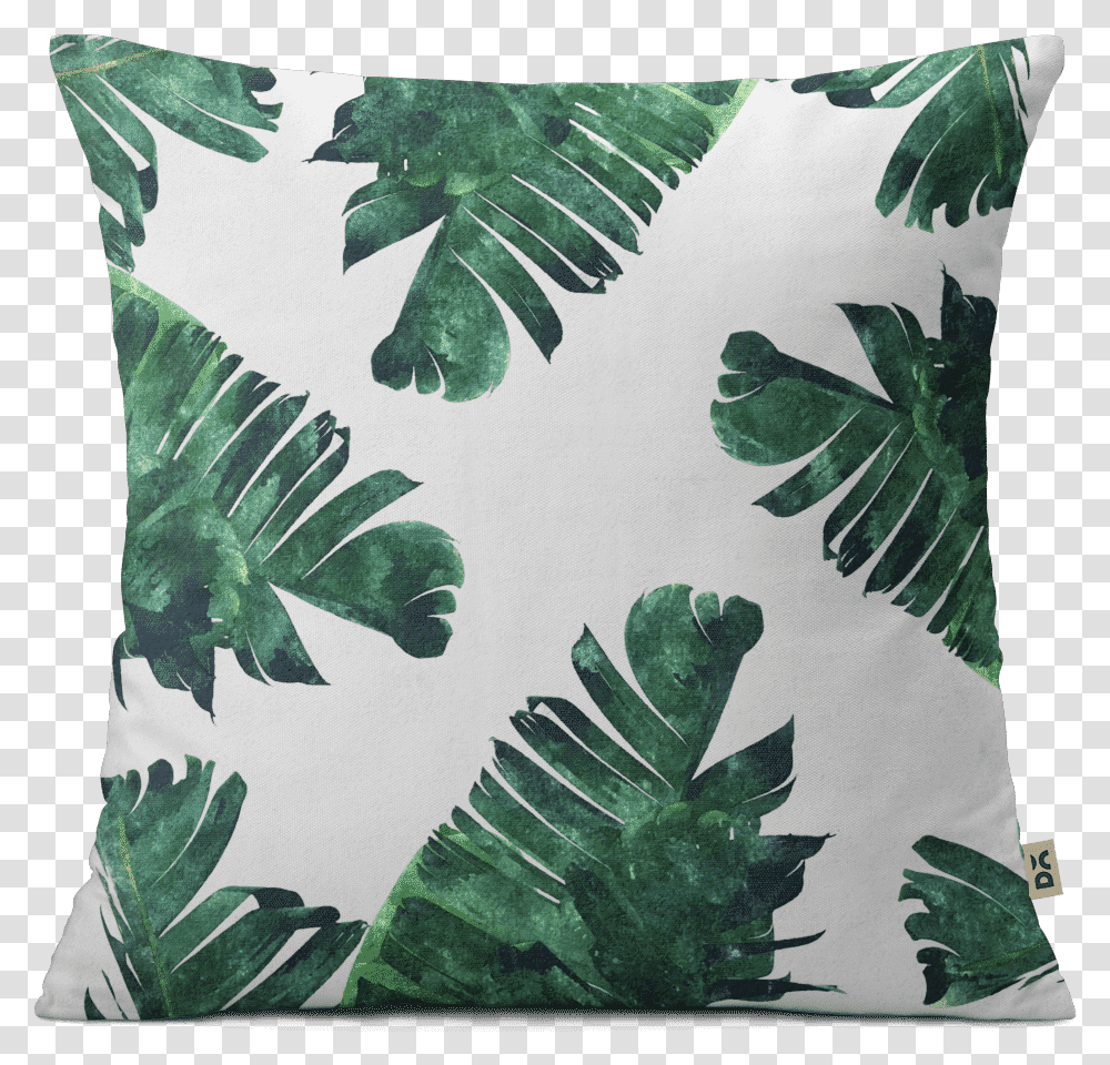 Download Hd Dailyobjects Banana Leaf Watercolour 12 Cushion Banana Leaves Painting, Pillow, Plant, Tree, Vegetation Transparent Png