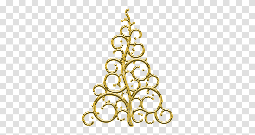 Download Hd Decor Element Golden Christmas Tree Gold Background, Jewelry, Accessories, Accessory, Plant Transparent Png
