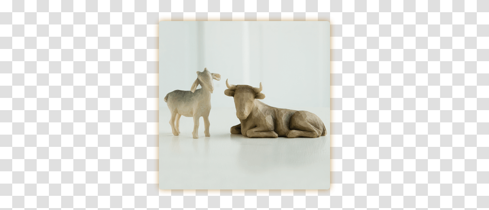 Download Hd Demdaco Willow Tree Willow Tree Nativity Ox Willow Tree Ox And Goat Figurine, Art, Porcelain, Pottery, Horse Transparent Png