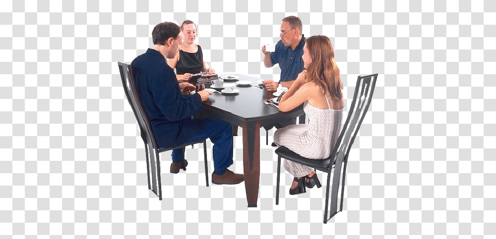 Download Hd Dinner People Sitting At Table People Sitting At Table, Person, Chair, Furniture, Dining Table Transparent Png