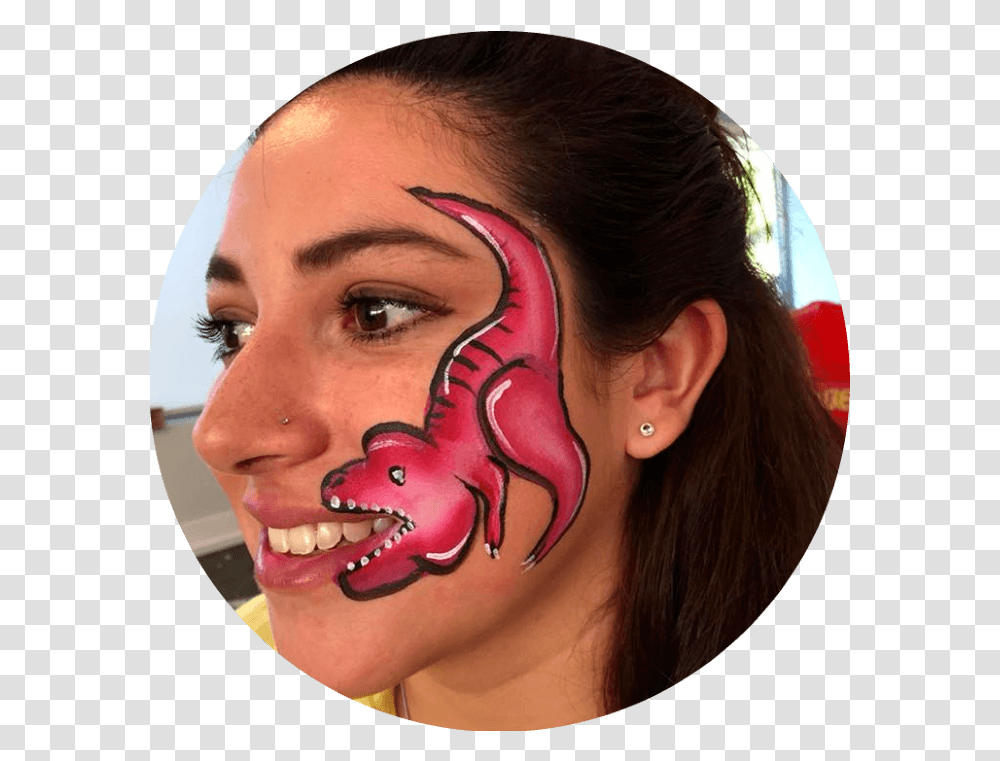 Download Hd Dinosaur Face Painting Face Painting Face Painting Birthday Party, Person, Human, Tattoo, Skin Transparent Png