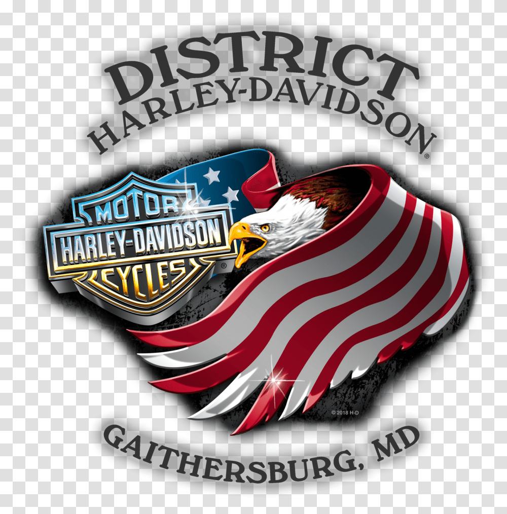 Download Hd District Logo Harley Davidson Harley Davidson, Symbol, Trademark, Flag, Bird Transparent Png