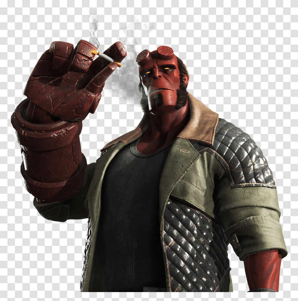 Download Hd Dlc Hellboy Figurine, Person, Human, Armor, Finger Transparent Png