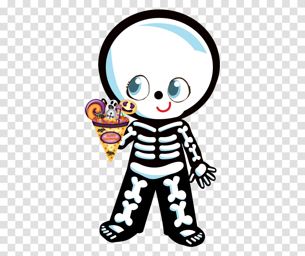 Download Hd Doll Clipart Halloween Skeleton Halloween Cute Clip Art Skeleton, Performer, Clown, Mime, Paper Transparent Png
