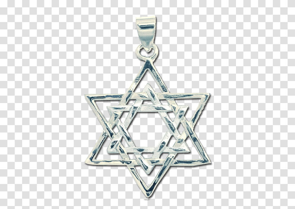 Download Hd Dounble Star Of David Pendant In White Gold Locket, Symbol, Star Symbol, Chandelier, Lamp Transparent Png