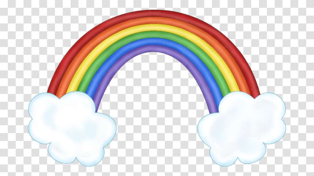 Download Hd Drawn Rainbow Cloud Background Rainbow With Clouds, Light, Frisbee, Toy Transparent Png