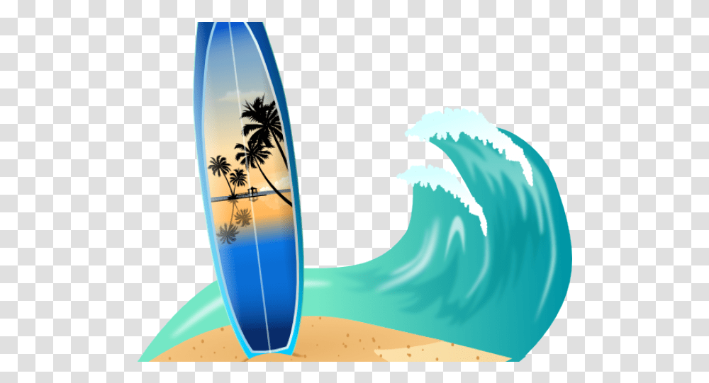 Download Hd Drawn Wave Surfboard Background Surfing Birthday, Sea, Outdoors, Water, Nature Transparent Png