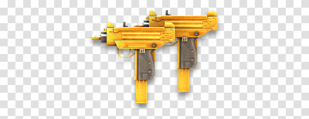 Download Hd Dual Uzi Gold Render Assault Rifle, Gun, Weapon, Weaponry, Machine Gun Transparent Png