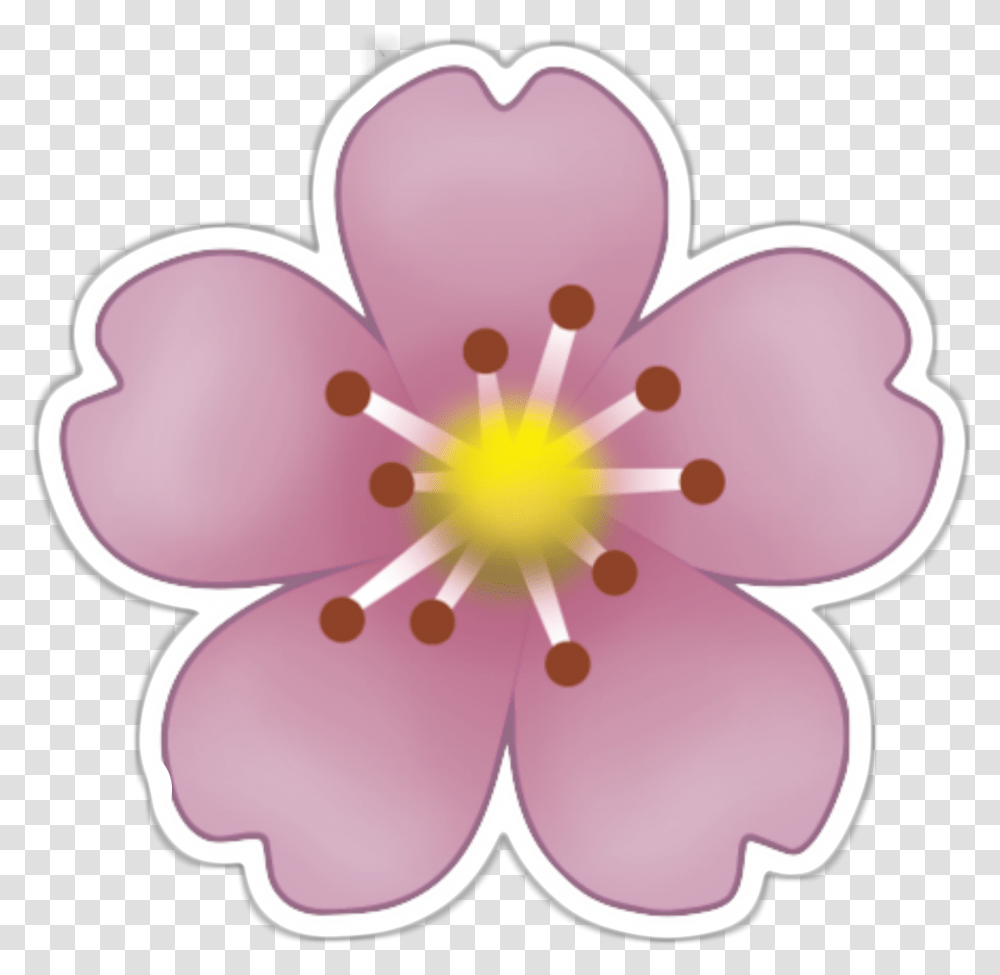 Download Hd Emoji Sticker Pink Flowers Clip Art Blushing Flower Emoji Sticker, Plant, Blossom, Petal, Anther Transparent Png