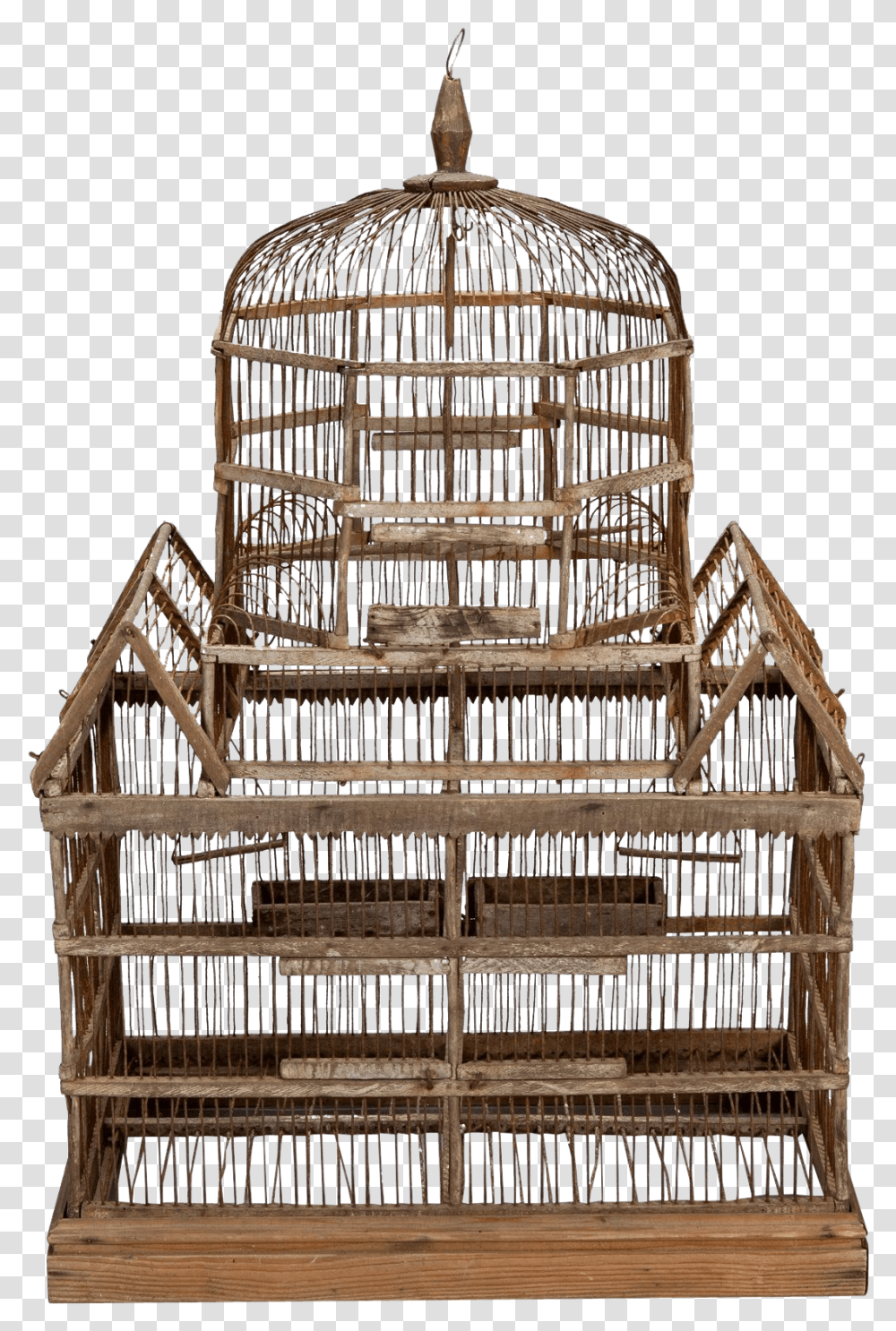 Download Hd English 19th Century Handmade Wooden Bird Cage Solid, Staircase, Furniture, Box, Chair Transparent Png