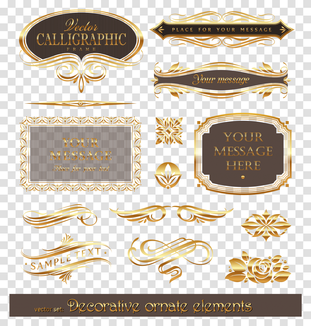 Download Hd Euclidean Frame Vector Gold Gold Free Vector, Text, Label, Alphabet, Number Transparent Png