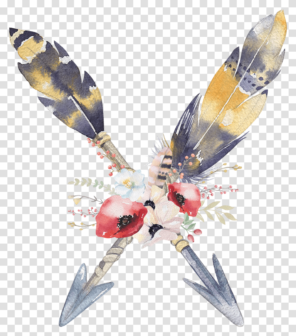 Download Hd Feather Bohemian Bohemianism Free Frame Clipart Feathered Arrow, Animal, Wasp, Bee, Insect Transparent Png
