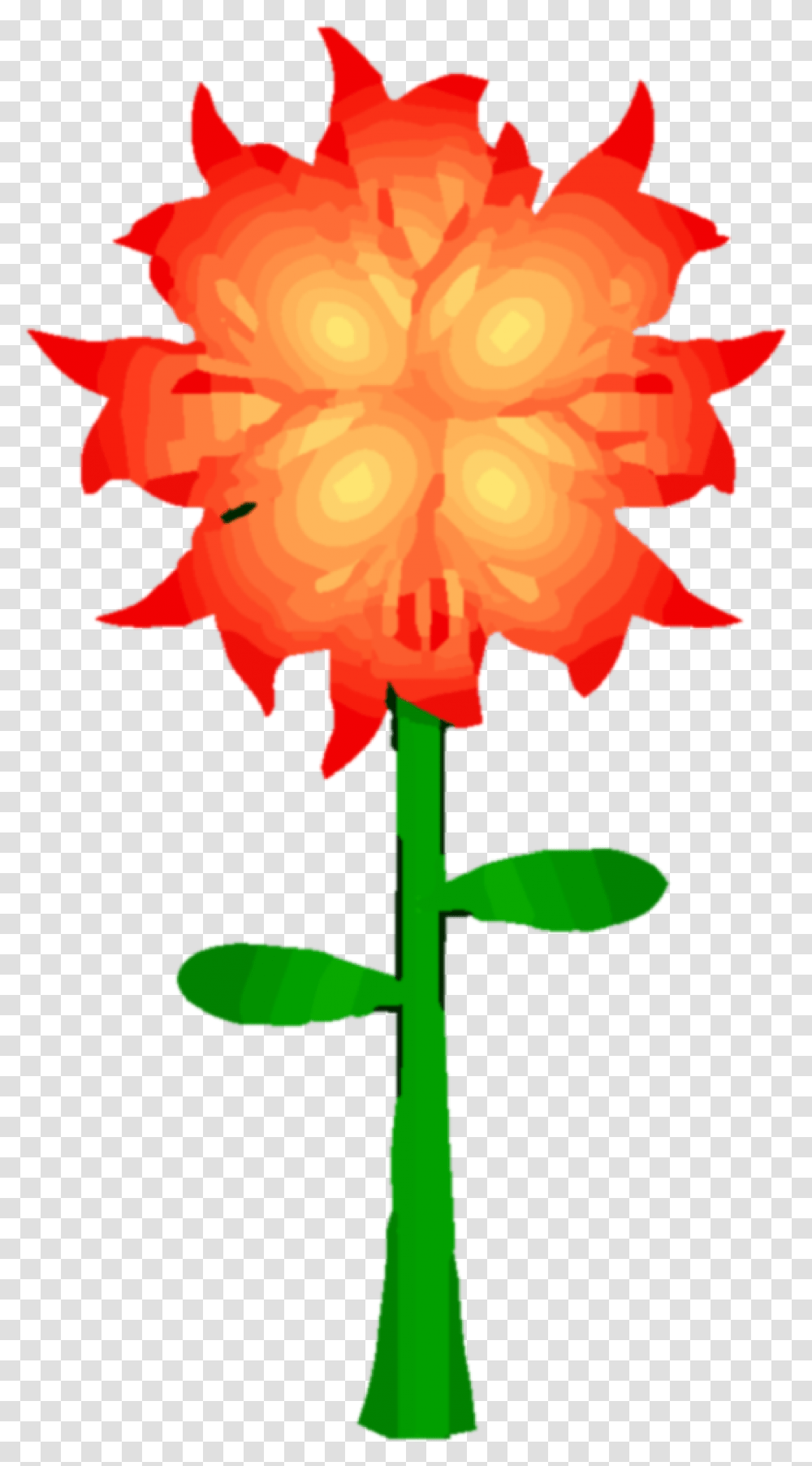 Download Hd Fire Flower Clipart Fire Flower Clip Art Drawing Fire Flower, Plant, Leaf, Cross, Symbol Transparent Png