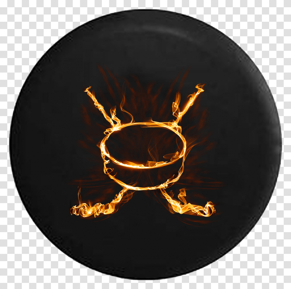 Download Hd Flaming Realistic Fire Hockey Stick & Puck Rv Circle, Spider, Arachnid, Flame, Sphere Transparent Png