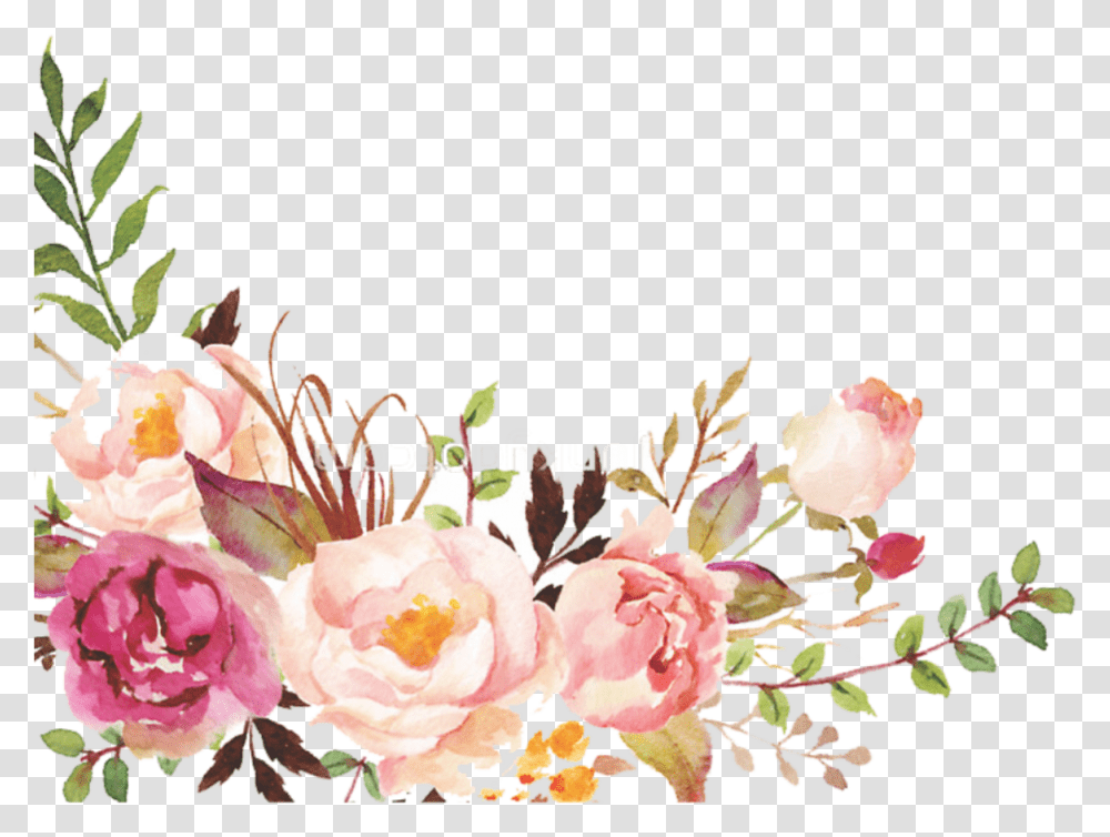 Download Hd Floral Marsala Rosa Watercolor Floral Watercolor Flower Border, Plant, Peony, Floral Design, Pattern Transparent Png