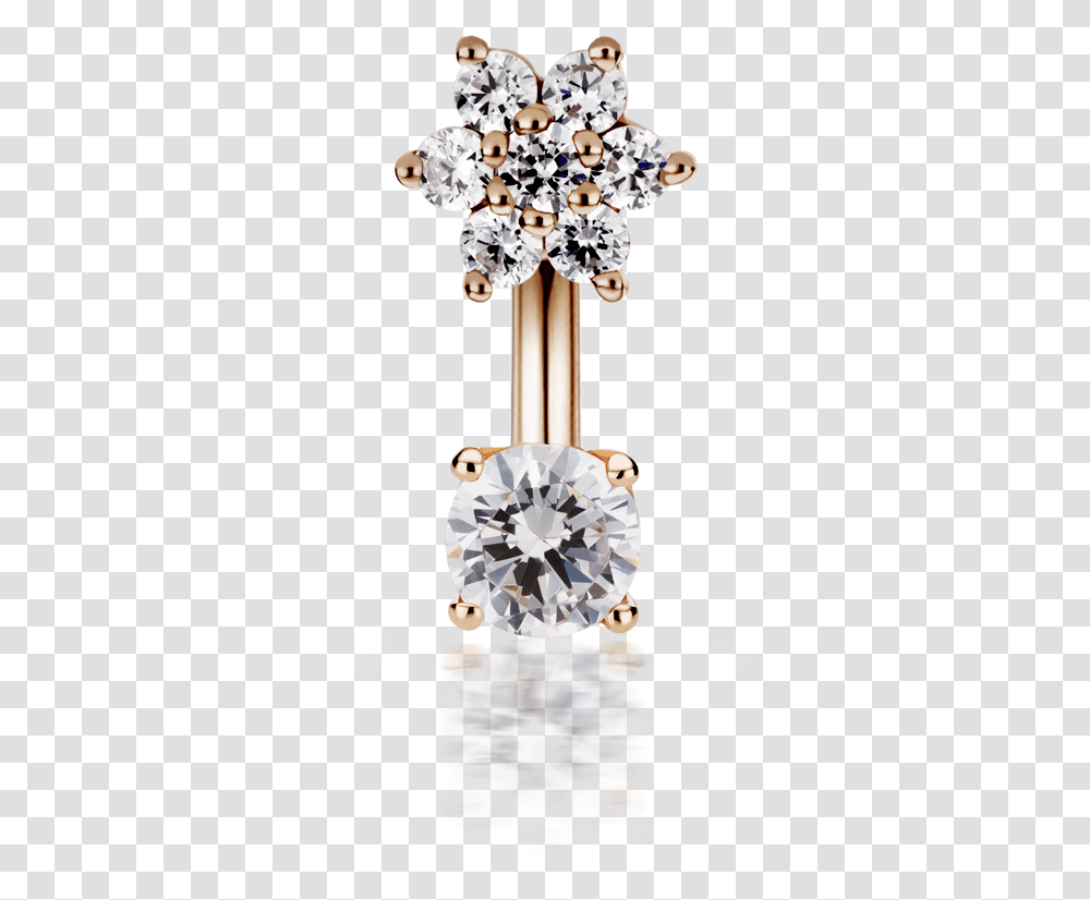 Download Hd Flower And Solitaire Rook Cubic Zirconia Barbell Navel Piercing, Cross, Symbol, Crystal, Crucifix Transparent Png