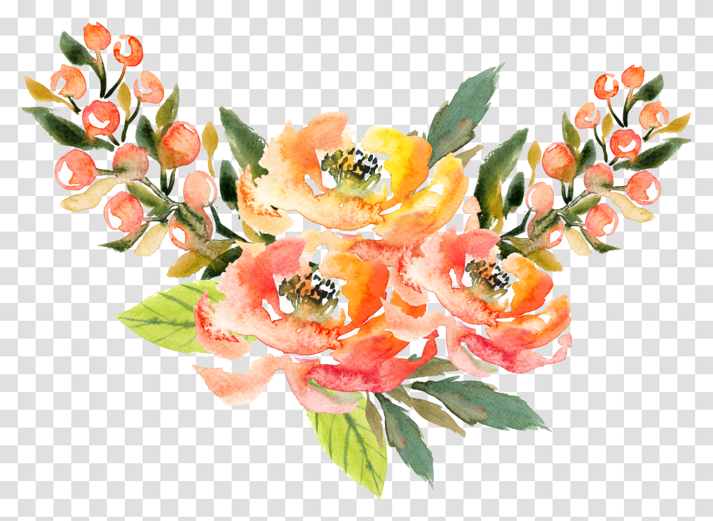 Download Hd Flower Patterns Orange Watercolor Flower Transparent Png