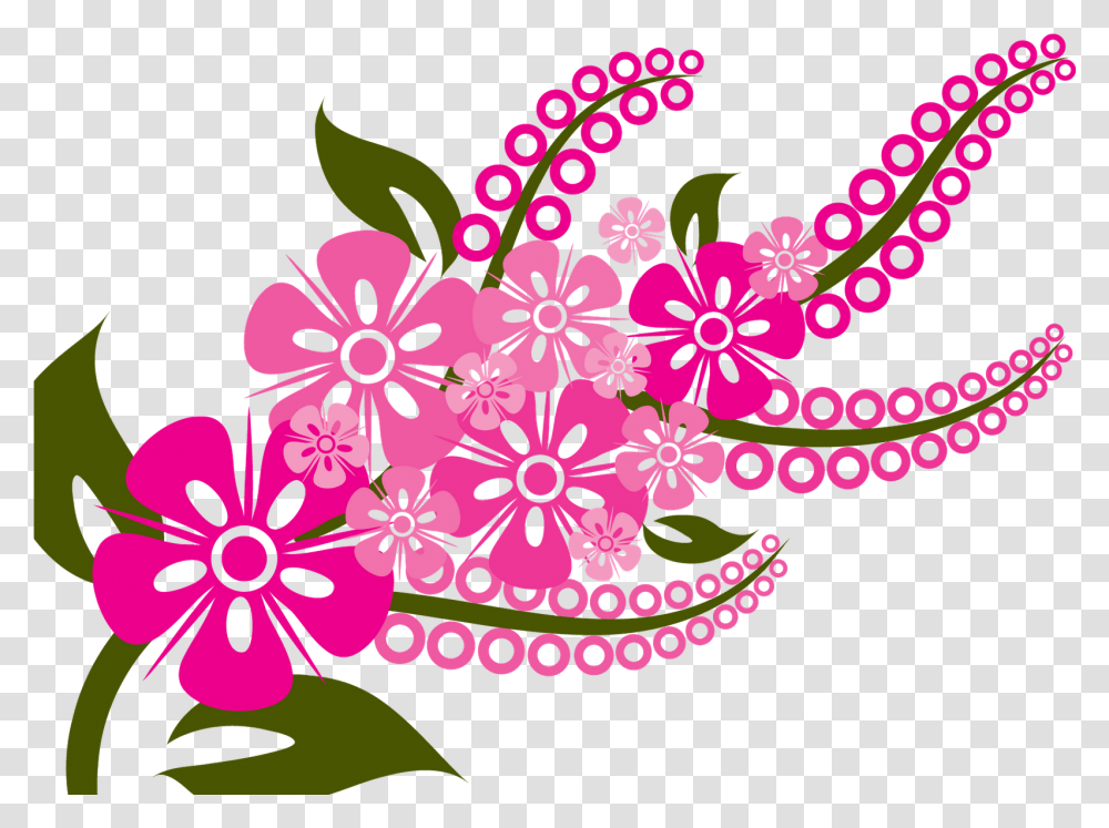 Download Hd Flower Vectors Various Colorful Flowers Vector Pink Flower Vector, Graphics, Art, Floral Design, Pattern Transparent Png