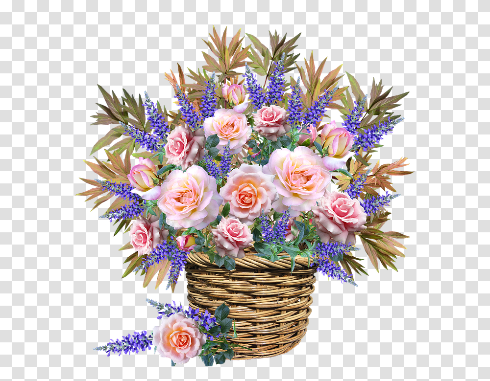 Download Hd Flowers Basket Arrangement Celebration, Plant, Blossom, Flower Bouquet, Flower Arrangement Transparent Png