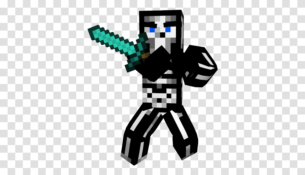 Download Hd Free 3d Minecraft Animations Minecraft Minecraft Character With Sword, Stencil, Ninja Transparent Png