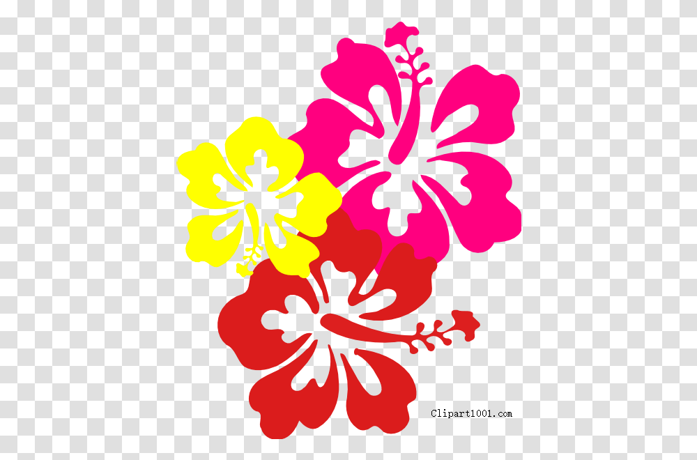 Download Hd Free Hawaiian Flower Clip Art Three Flowers Hibiscus Clip Art, Plant, Blossom, Pollen Transparent Png