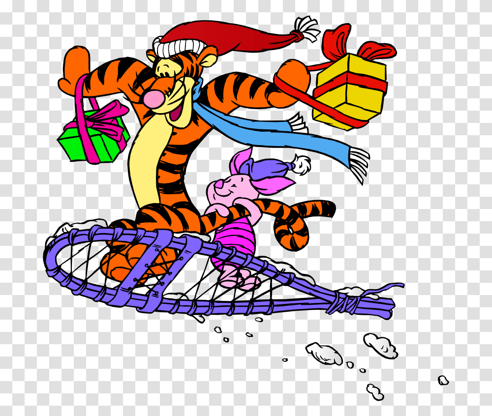 Download Hd Free Tigger And Piglet Christmas Images Winnie The Pooh Christmas, Poster, Person, Art, Doodle Transparent Png