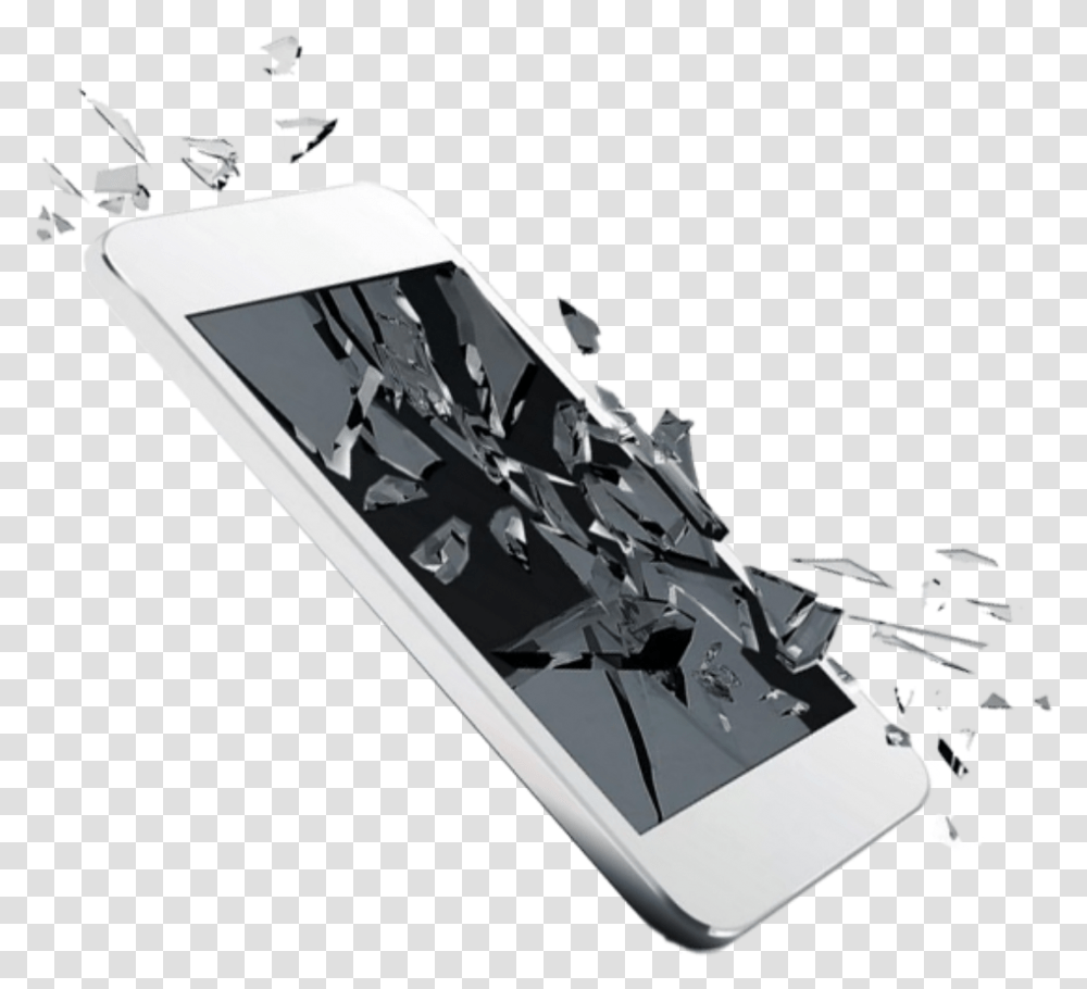 Download Hd Ftestickers Cellphone Screen Cracked Broken Broken Mobile Phone, Electronics, Cell Phone, Diamond, Gemstone Transparent Png