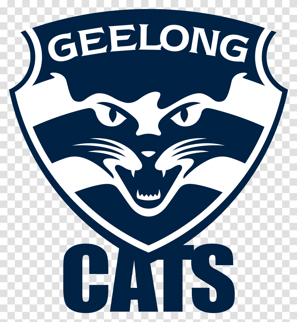 Download Hd Geelong Cats Fc Logos Geelong Football Club Logo, Symbol, Trademark, Armor, Poster Transparent Png