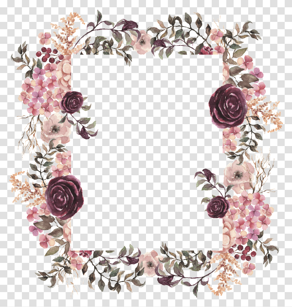 Download Hd Geometric Figure Flower Frame Floral Frame Clipart, Floral Design, Pattern, Graphics, Wreath Transparent Png